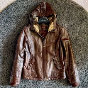 Daniel Leather Jacket with Hood